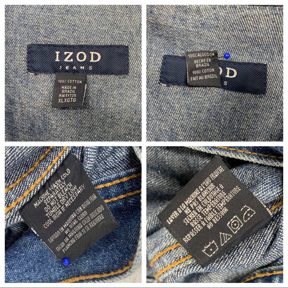 Izod Jeans Denim Jeans Trucker Jacket Medium Blue Wash - Picture 13 of 15